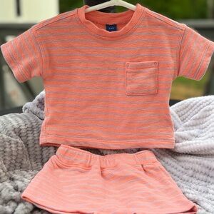 Old Navy Orange and Gray Striped Baby Outfit